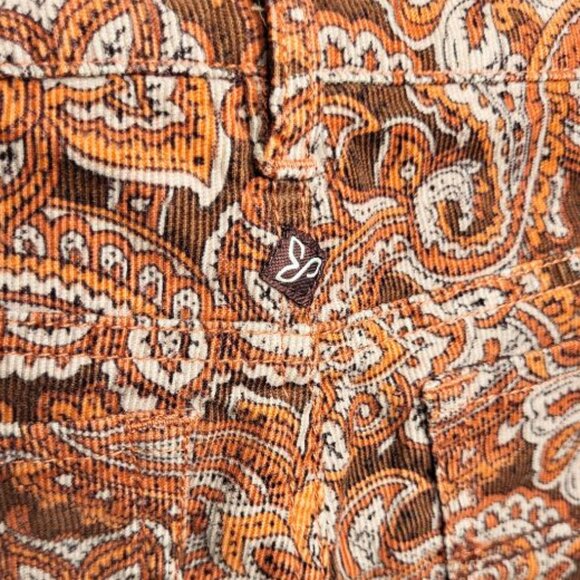 PRANA Boho Paisley Corduroy Skinny Jeans Organic Cotton Size 2 - Picture 5 of 6